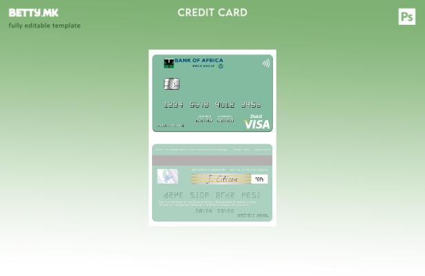 Модерен стил Шаблон за виза за дебитна картичка Мадагаскар Банка на Африка